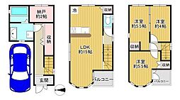 近鉄難波線 布施駅 徒歩8分 3LDKの間取り