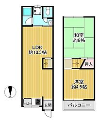 JR片町線(学研都市線) 野崎駅 徒歩10分 2LDKの間取り