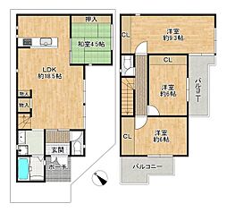 近鉄けいはんな線 吉田駅 徒歩9分 4LDKの間取り