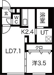 札幌市営東西線 菊水駅 徒歩9分の賃貸マンション 4階1LDKの間取り