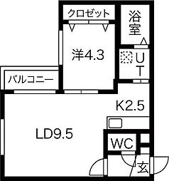 札幌市営南北線 平岸駅 徒歩8分の賃貸マンション 4階1LDKの間取り