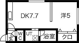 札幌市営東西線 西28丁目駅 徒歩12分の賃貸アパート 1階1DKの間取り