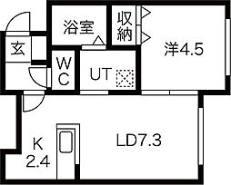 アルバ元町 1LDKの間取図画像