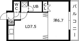 メープル北27条 1DKの間取図画像
