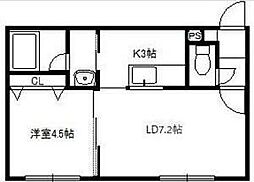 メゾンドコー 1LDKの間取図画像