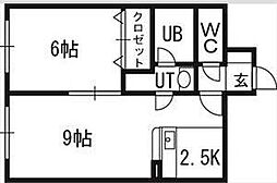 コンフォート18 1LDKの間取図画像
