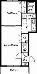 リヴェール 1LDKの間取図画像
