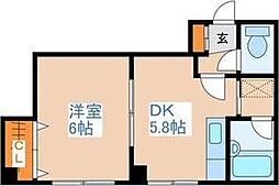 レジデンス美園 1DKの間取図画像