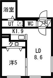 札幌市西区山の手三条1丁目マンション 1LDKの間取図画像