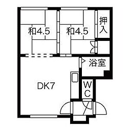 栄マンション 2階2DKの間取り