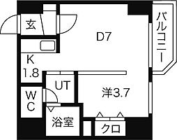 レジデンスタワー札幌 1DKの間取図画像