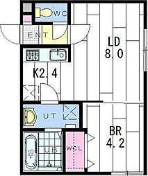 ange-or 1LDKの間取図画像
