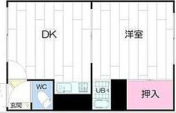 ラ・フォーレ元町 1DKの間取図画像
