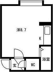 シティーハイム八軒A 1LDKの間取図画像