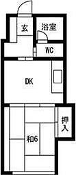 ラベラヴィータ西町 1DKの間取図画像