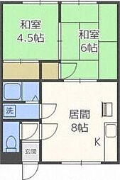 ハイツ本間 2DKの間取図画像