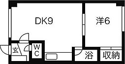 ルーベデンス筒井 1DKの間取図画像