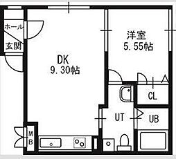 PRESENCE発寒南2 1LDKの間取図画像