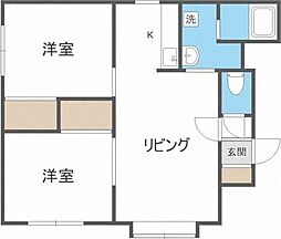 ジュネス北郷 2LDKの間取図画像