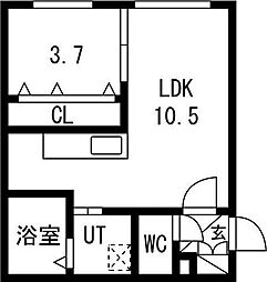 札幌市豊平区月寒西一条7丁目マンション 1LDKの間取図画像
