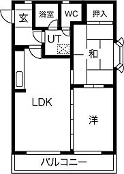 ステージ:ワン 2LDKの間取図画像