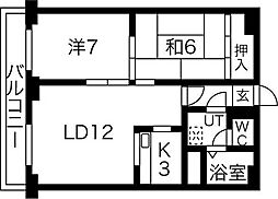 フォンテーヌ平岸 2LDKの間取図画像