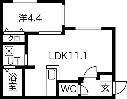 fica 1LDKの間取図画像