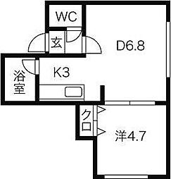 ラ・フレール 1DKの間取図画像
