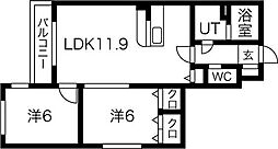 セントポーリアアイリス 2LDKの間取図画像