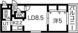 コムズ中の島 1LDKの間取図画像