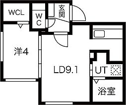クレイパレス美園 1LDKの間取図画像