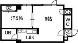 アフロート菊水 1LDKの間取図画像