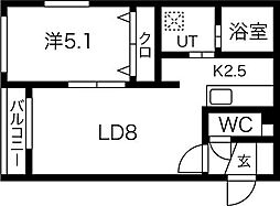 グランメール元町駅北 1LDKの間取図画像