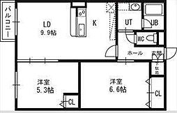 シティレジデンス豊平 2LDKの間取図画像