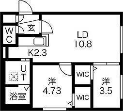 札幌市豊平区平岸三条11丁目マンション 2LDKの間取図画像