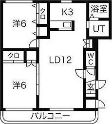 カサグランデ平和 2LDKの間取図画像