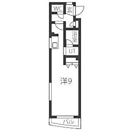 東洋ハイツA棟 2階1Kの間取り