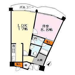 琵琶湖アーバンリゾート1番館 1LDKの間取図画像
