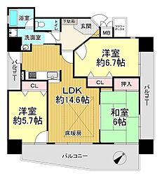 セレッソコート真田山公園 3LDKの間取図画像