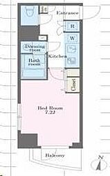 アジールコート西新宿 601 6階1Kの間取り