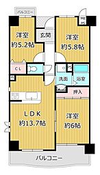ライオンズマンション八尾 3LDKの間取図画像
