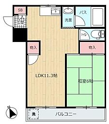 プラザサンフォート 1LDKの間取図画像
