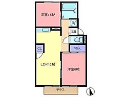 センチュリーハイツ大高A 2LDKの間取図画像