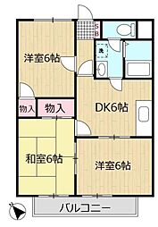 サンライズ富士1号館 3DKの間取図画像