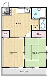 萩原コーポ3 2DKの間取図画像