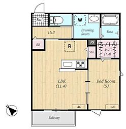 春日部市南5丁目マンション 1LDKの間取図画像