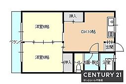フローラルTANAKA 1階2DKの間取り
