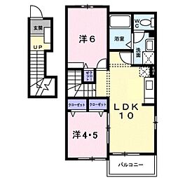 JR日豊本線 都城駅 バス7分 早鈴町下車 徒歩8分の賃貸アパート 2階2LDKの間取り