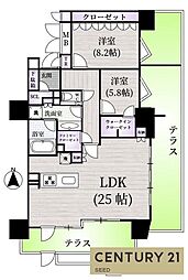 ローレルコート御器所駅前ザ・レジデンス 2LDKの間取図画像