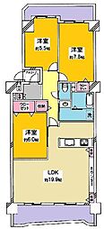 バンベール下市場 3LDKの間取図画像